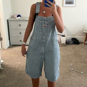 Ikeda blue and white striped short overalls